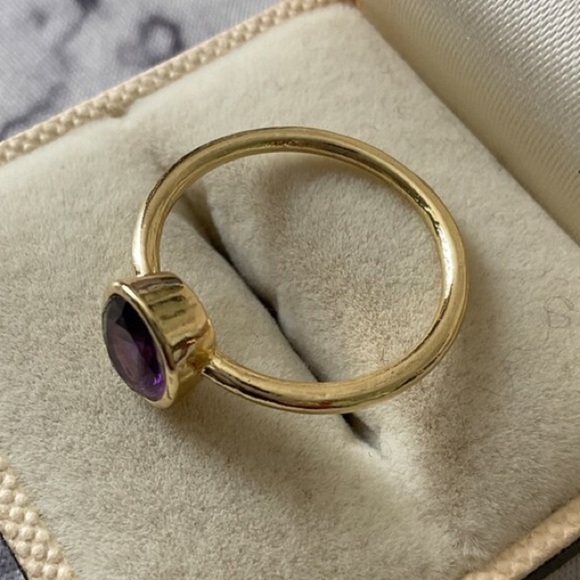 Purple Amethyst Gemstone Gold February Birthstone Ring - Picture 6 of 9